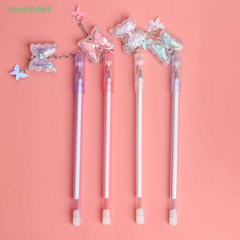 1 Bút Mực Gel Ngòi 0.5mm Đính Kim Sa Hình Bướm Sáng Tạo Màu Sắc Ngẫu Nhiên Dành Cho Học Sinh