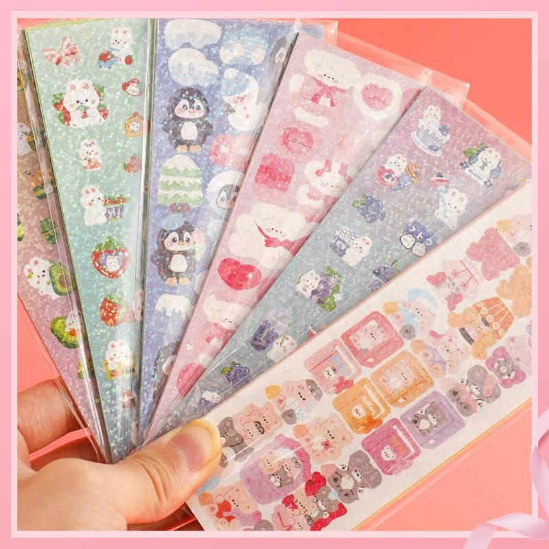 Guka Nhãn Dán Laser Trang Trí Sổ Tay diy Hình Cô Gái Trái Tim Phong Cách ins