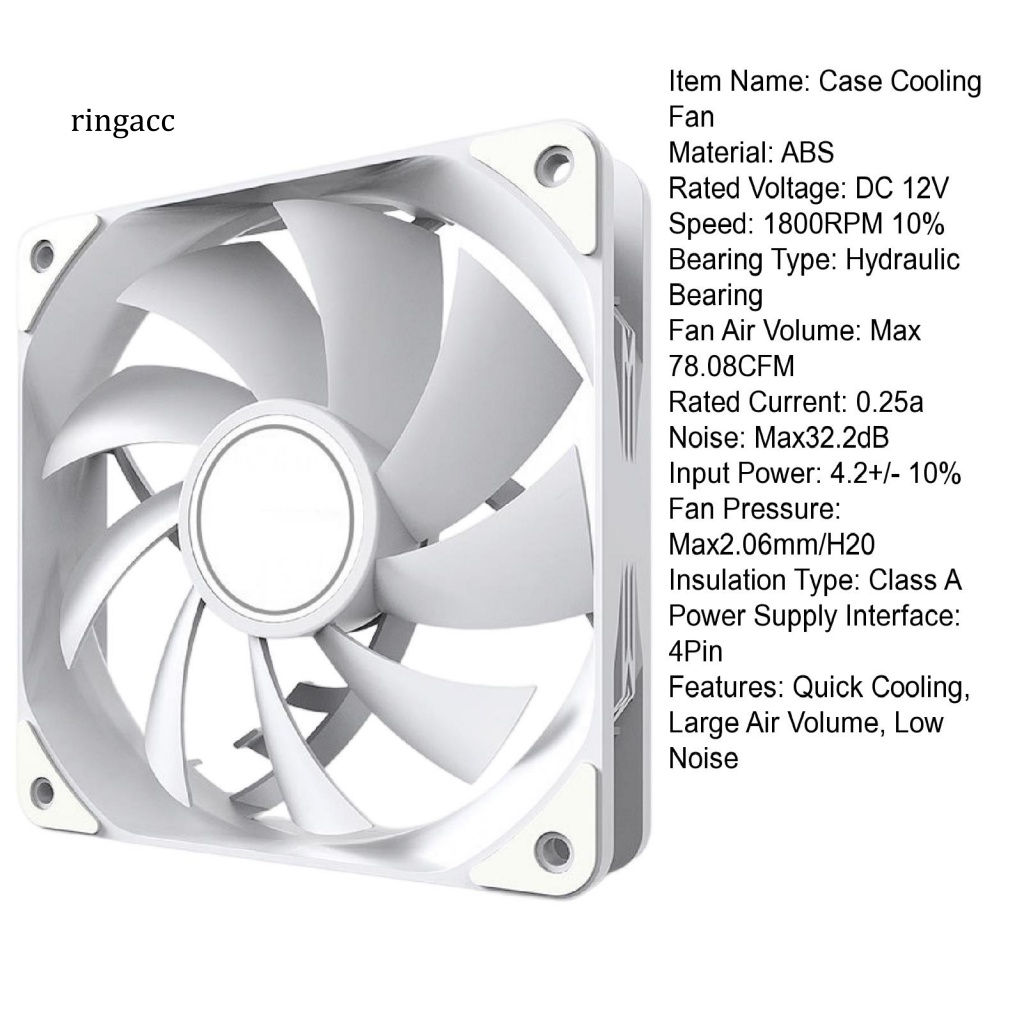 Quạt Tản Nhiệt 12cm PWM 4Pin 1800RPM 9 Cánh Ít Tiếng Ồn Tiện Dụng Cho Máy Tính Văn Phòng