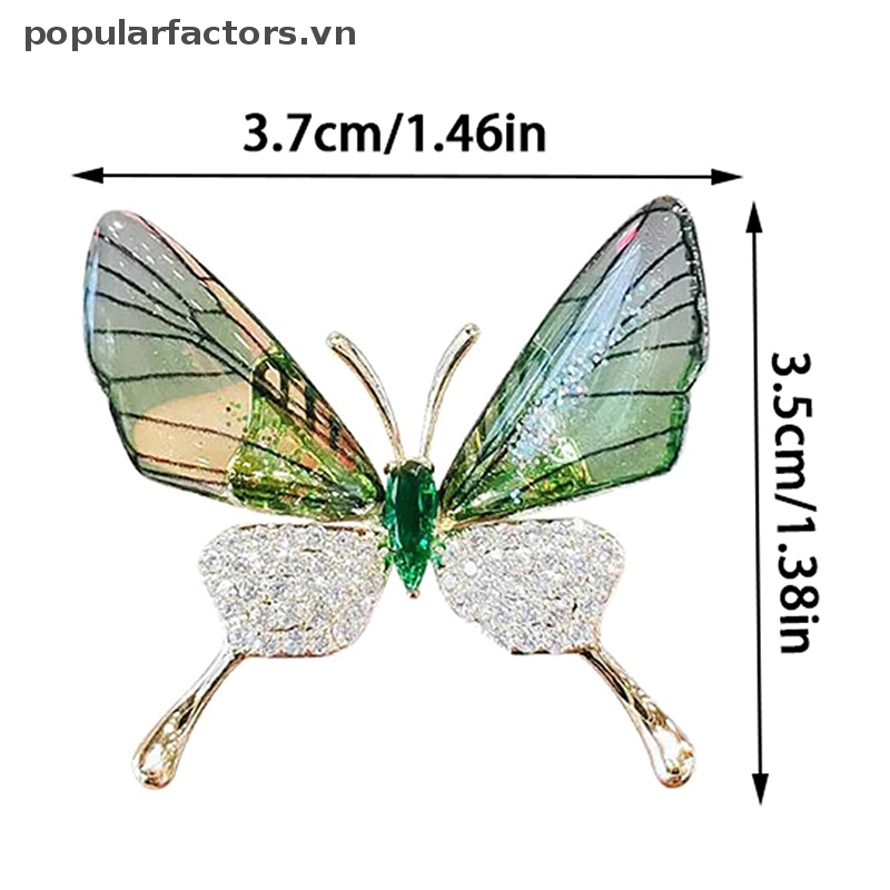 Ghim Cài Áo Hình Bướm Tráng Men Đính Đá Pha Lê Thời Trang Cho Nữ