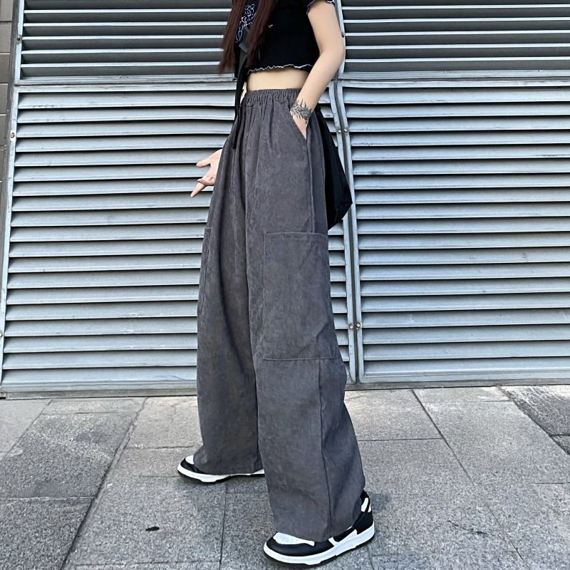 Quần Dài Dáng Rộng Phối Túi Lớn Thiết Kế Mới Thời Trang Theo Phong Cách Hàn Quốc Cho Cả Nam