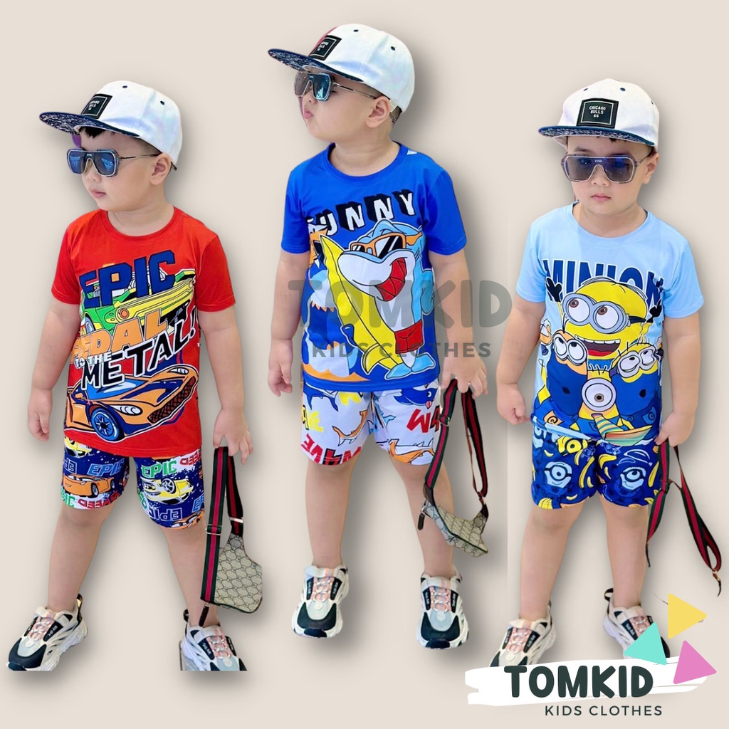 Bộ thun lạnh bé trai, đồ bộ cho bé chất thoáng mát co giãn không nhão siêu nhân động vật Tomkids 9-42Kg