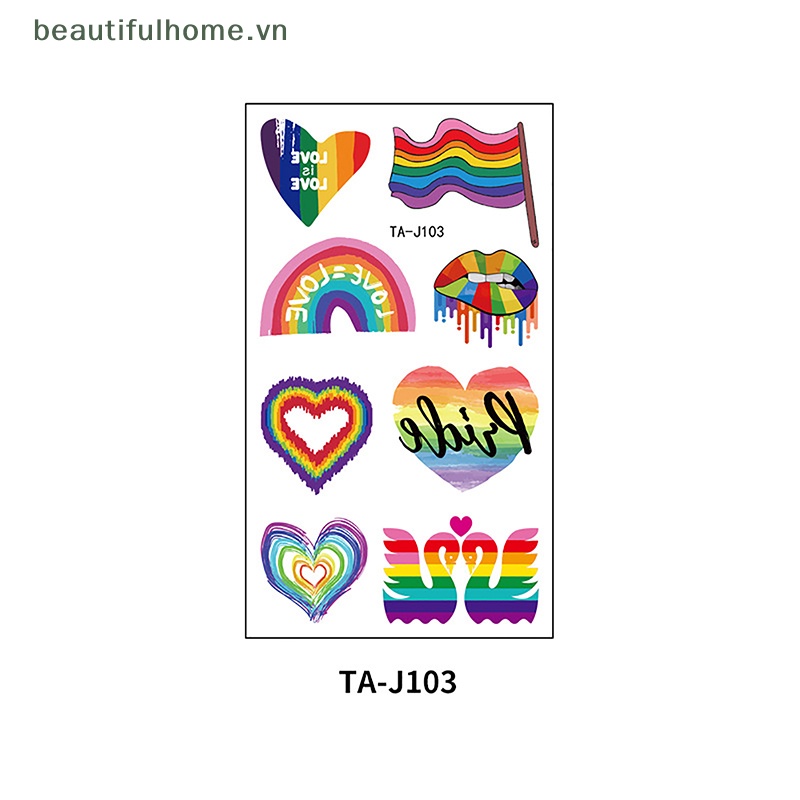 Miếng Dán Hình Xăm Tạm Thời Họa Tiết Rain Pride LGBT Chống Thấm Nước
