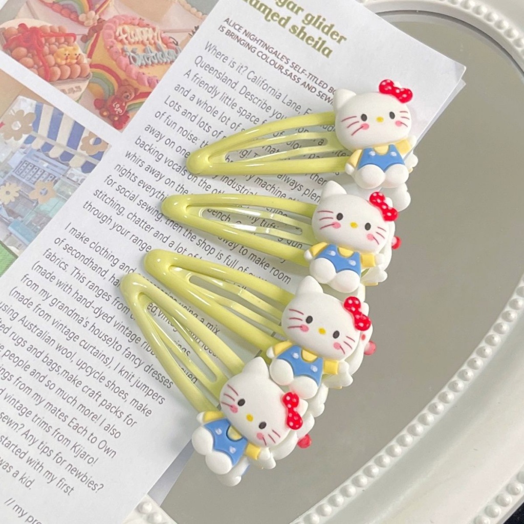 Set 6 Kẹp Tóc Hình Kẹo / Mèo Hoạt Hình Bằng Kim Loại Thời Trang Hàn Quốc Ngọt Ngào Cho Bé Gái / Trẻ Em / Phụ Nữ Hàng Ngày