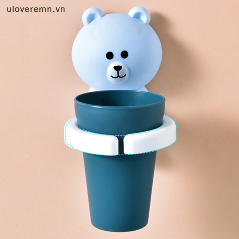1 Cốc Đánh Răng Treo Tường Hình Gấu Hoạt Hình Đáng Yêu Dành Cho Trẻ