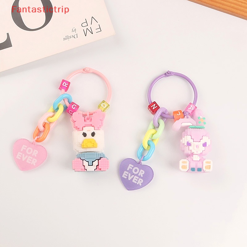 [Fantastictrip] Móc Khóa Khối Lập Phương StellaLou Hình Thỏ / Vịt Daisy Hoạt Hình Trang Trí Ba Lô / Ô Tô Mới