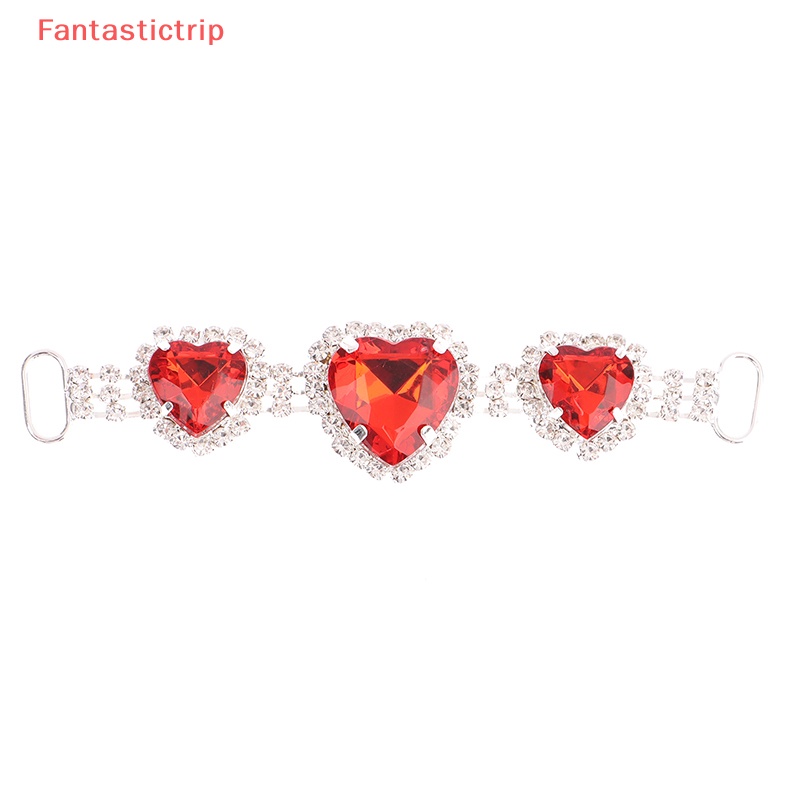 [Fantastictrip] 1 Khóa Dây Xích Đồng Đính Đá Acrylic Hình Trái Tim Trang Trí Quần Áo / Giày Đi Biển / Trang Trí Đám Cưới Mới