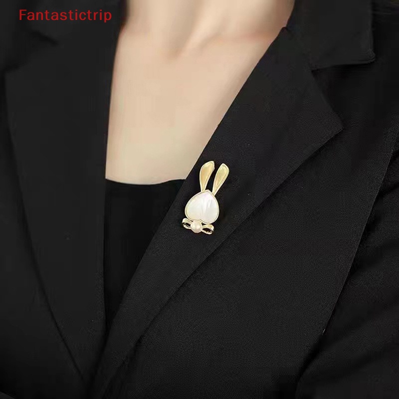 Ghim Cài Áo Hình Thỏ Nhỏ Đính Ngọc Trai Chống Mất Thiết Kế Tinh Tế Mới