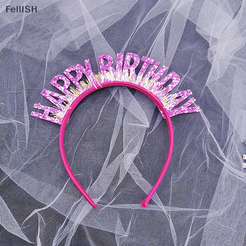 Băng Đô Đính Kim Sa Màu Hồng / Bạc / Xanh Dương Lấp Lánh Trang Trí Tiệc Sinh Nhật Cho Bé Gái 439br