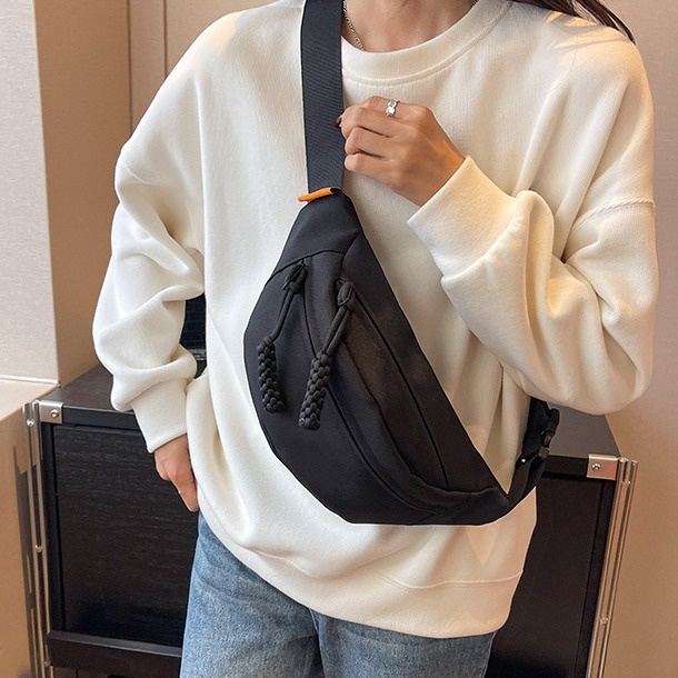 Túi Đeo Hông / Đeo Trước Ngực Bằng Vải Canvas 5 Màu Thời Trang Nhật Hàn Dành Cho Nữ