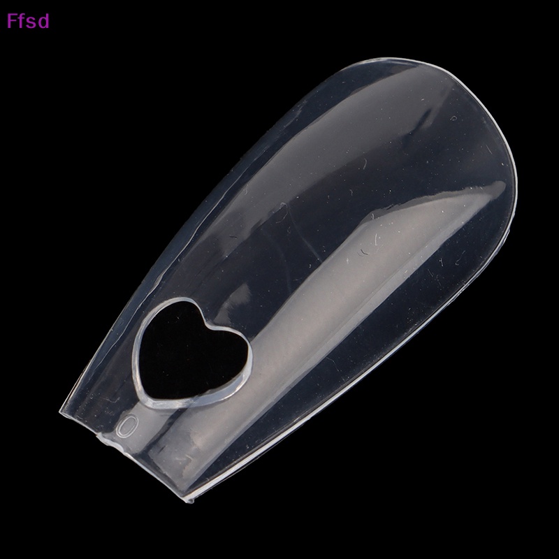 {Ffsd} Set 120 Móng Tay Giả Acrylic Họa Tiết Trái Tim Rỗng Cỡ Vừa * Bán Chạy