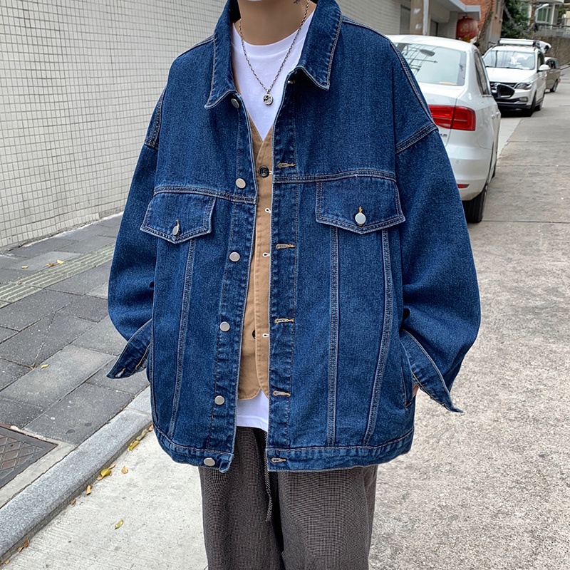 Áo Khoác Denim Thời Trang Đường Phố Mỹ Mới Cho Nam