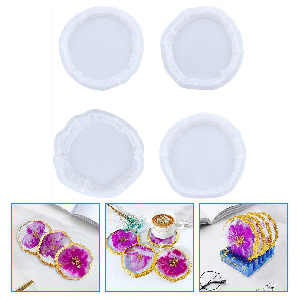Set 4 Khuôn Silicone Làm Đế Lót Ly Hình Oval