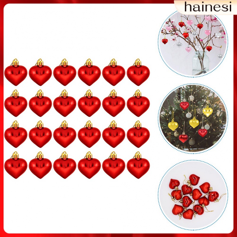 Bộ 24 Trái Tim Bằng Acrylic Trang Trí Giáng Sinh
