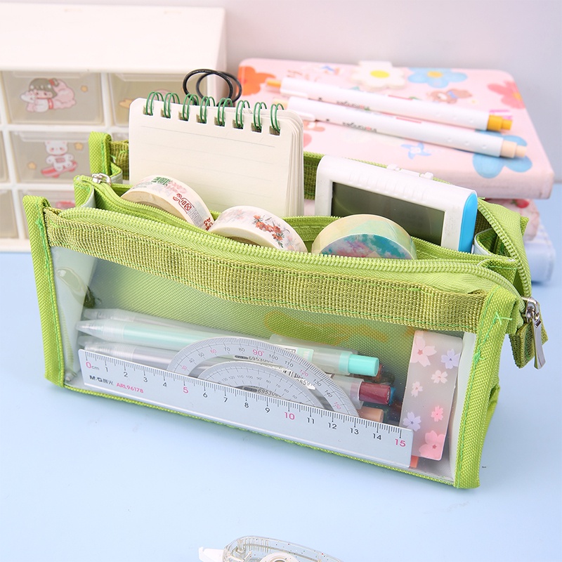 Túi Đựng Bút Trong Suốt Cỡ Lớn Chống Thấm Nước Có Khóa Kéo Gấp Gọn Tiện Dụng