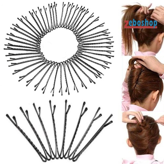 Set 60 Kẹp Tóc Kim Loại Màu Đen Gợn Sóng Tiện Lợi Dành Cho Salon Làm Tóc