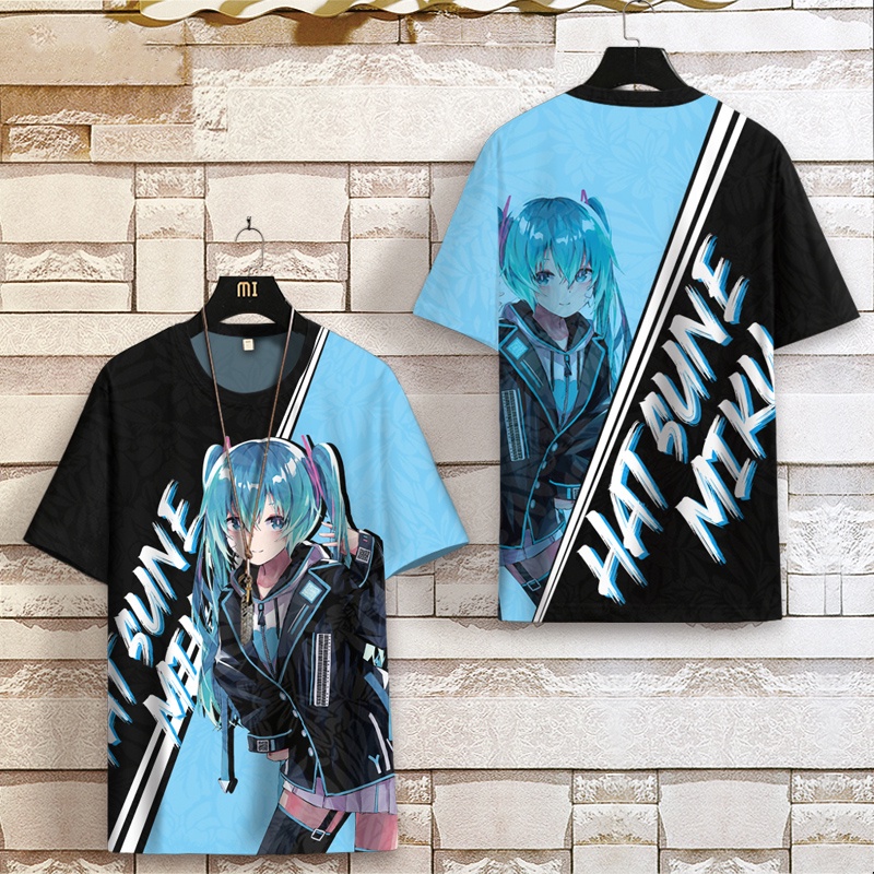 Áo Thun Ngắn Tay Size Lớn In Họa Tiết Hatsune Miku Mau Khô Dành Cho Nam