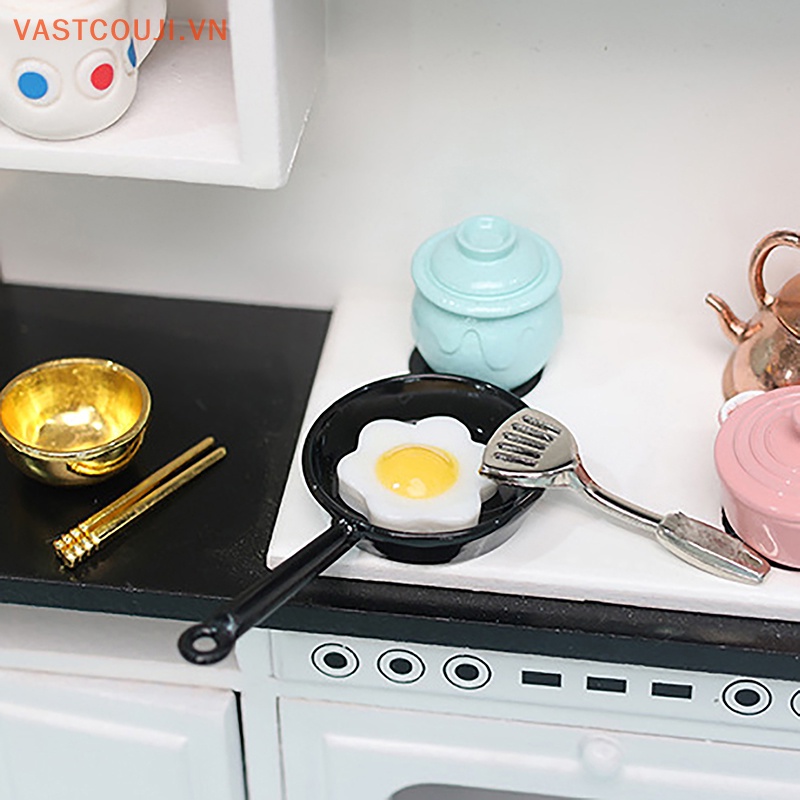 1 Bộ Chảo Chiên Trứng Trang Trí Nhà Búp Bê Tỉ Lệ 1: 12