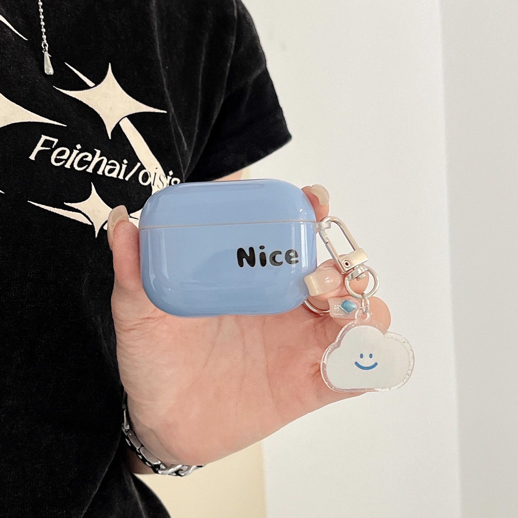 Vỏ Bảo Vệ Hộp Sạc Tai Nghe Bluetooth Không Dây AirPods 1 / 2 3 Pro 2 2022 Bằng Silicon Mềm Hình Đám Mây Xanh Dương