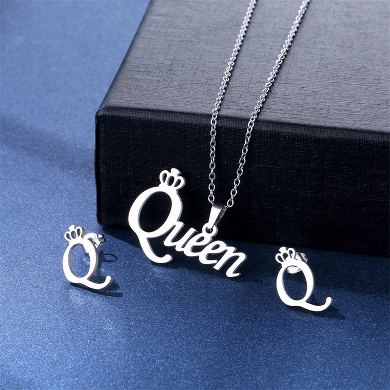 Ygt Set Vòng cổ Và Bông Tai Bằng Thép Không Gỉ Màu Bạc Thời Trang Làm Quà Tặng Sinh Nhật Cho