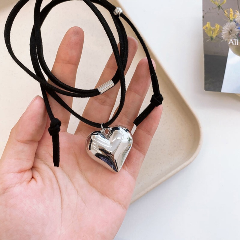 Vòng Cổ Choker Dây Dài Mặt Trái Tim Màu Đen Phong Cách Gothic Punk Đường Phố Hàn Quốc Dành Cho Bạn Nữ