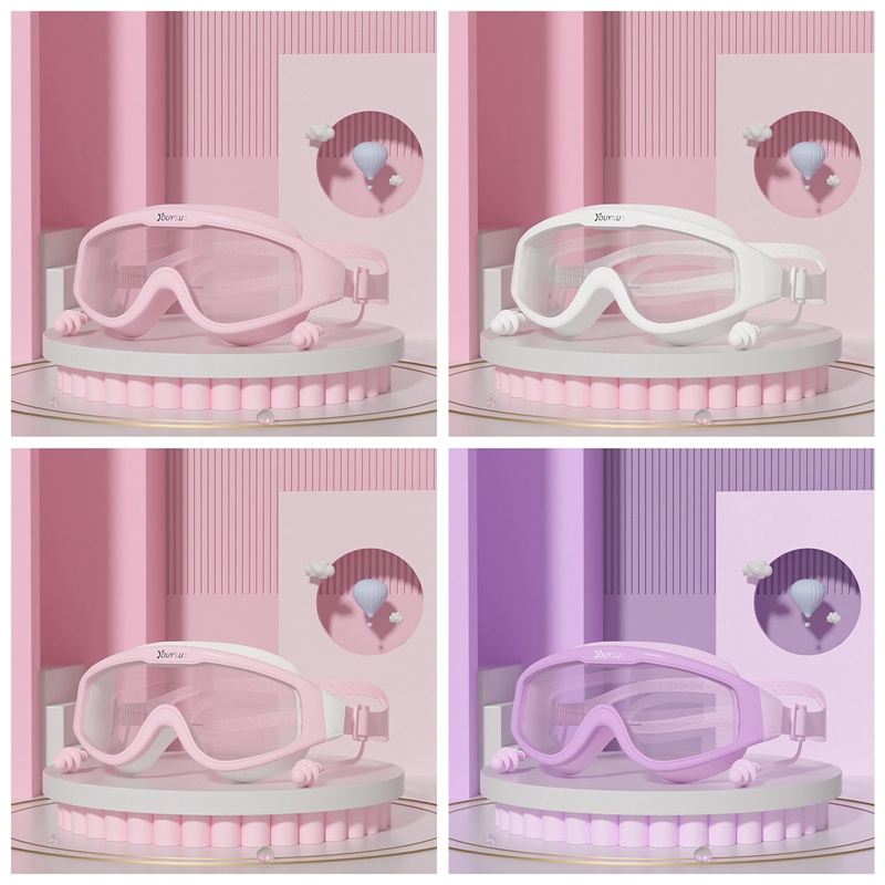 Bộ Kính Bơi + Nút Bịt Tai 2 Trong 1 Bằng Silicone Chống Sương Mù Chuyên Dụng