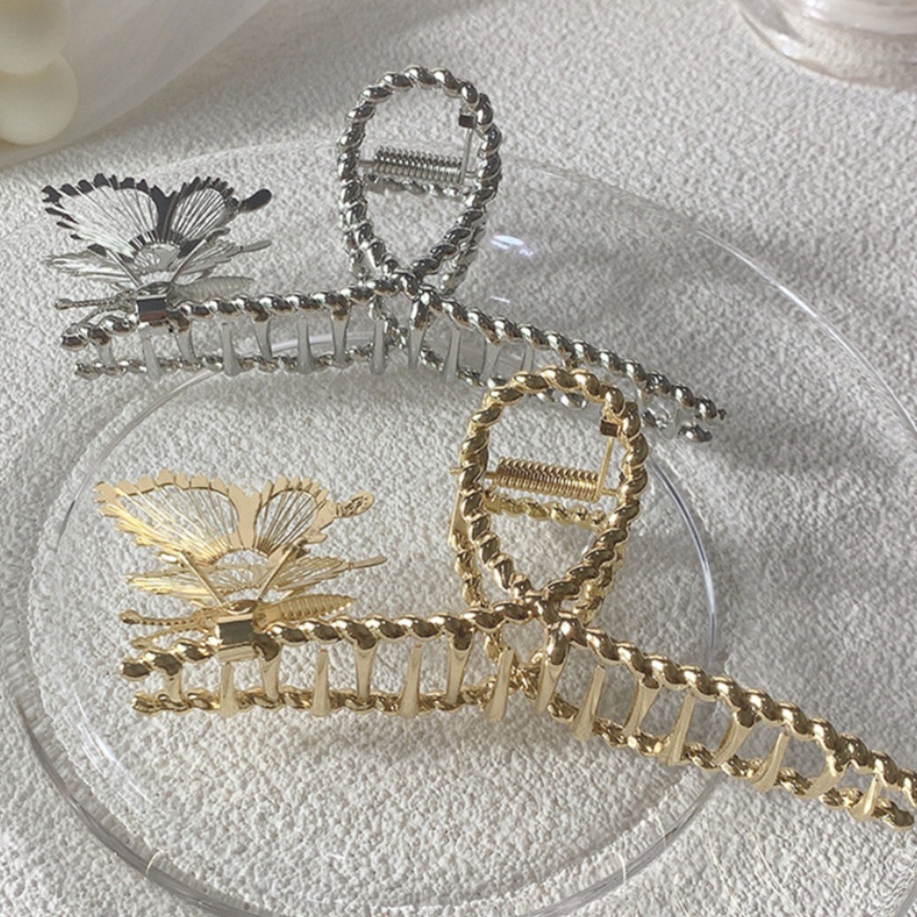 Kẹp Tóc Đuôi Ngựa Bằng Kim Loại Hình Bướm 1 Cái Cho Nữ