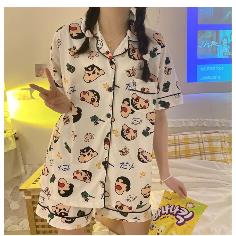 🔥có hàng sẵn🔥"Bộ Đồ Ngủ Nữ In Hoạt Hình shin chan - Phong Cách Nhật Bản, Thiết Kế Độc Đáo Và Sang Trọng - Giảm giá Đặc biệt!"-AC0258