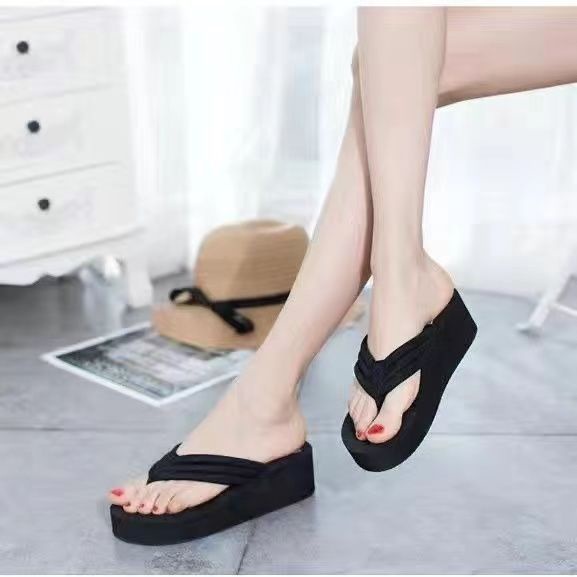 Dép Xỏ Ngón Cao Gót Đế Dày Chống Trượt Thời Trang Đi Biển Dành Cho Nữ