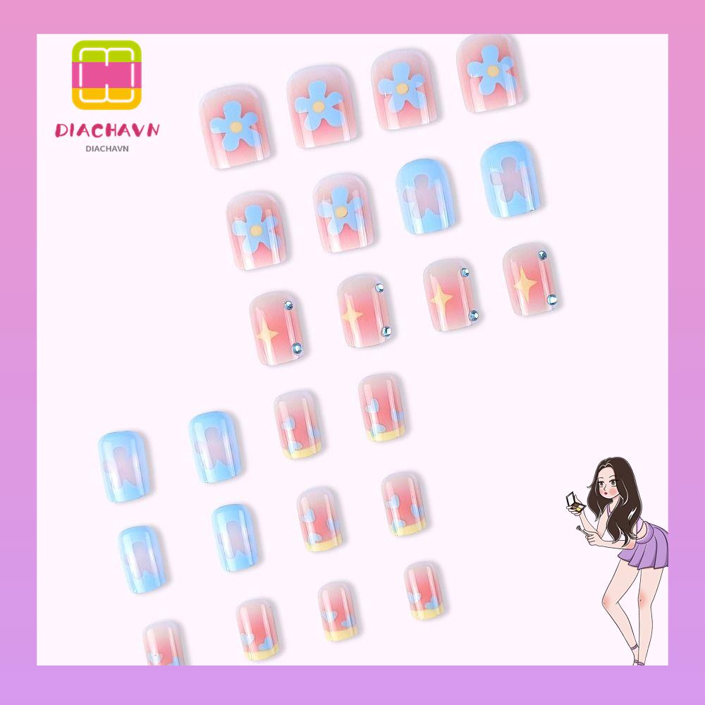 Bộ Móng Tay Giả Đầu Vuông Dạng Nhấn Có Thể Tháo Rời Che Phủ Toàn Diện