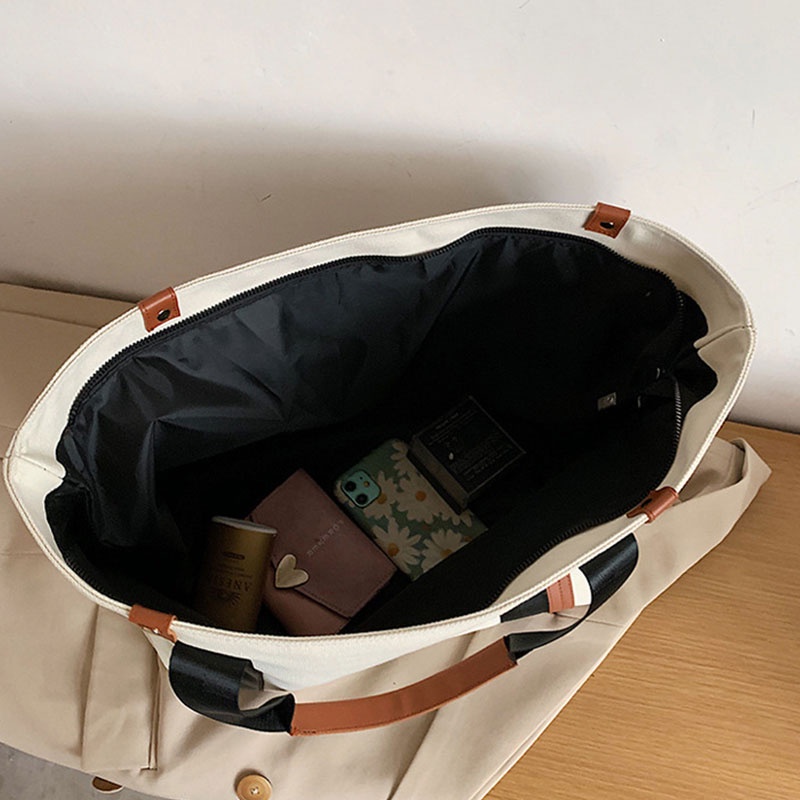 MISCHA Túi Tote Đeo Vai Bằng Vải canvas Sức Chứa Lớn Đơn Giản Nghệ Thuật Cho Nữ