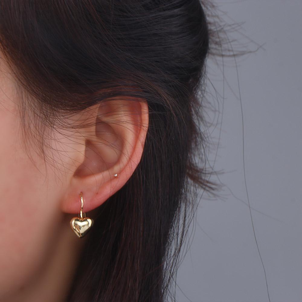 Bông Tai Dáng Dài Hình Trái Tim Đơn Giản Phong Cách Hàn Quốc Thời Trang Cho Nữ