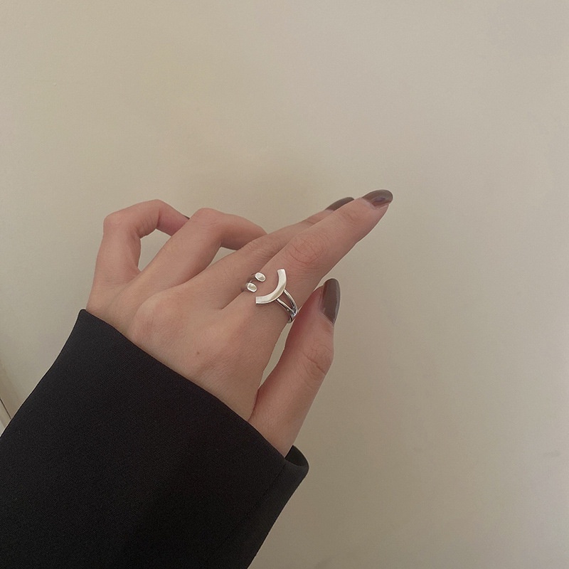 Nhẫn Hở Hình Mặt Cười Phong Cách Hàn Quốc Đơn Giản Cá Tính