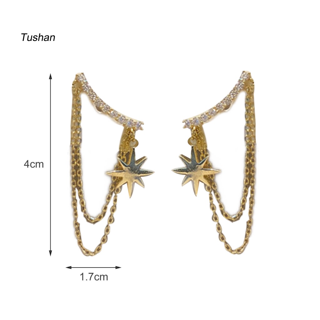 1 Đôi Bông Tai Ngôi Sao Tua Rua Đính Đá Lấp Lánh Dành Cho Nữ