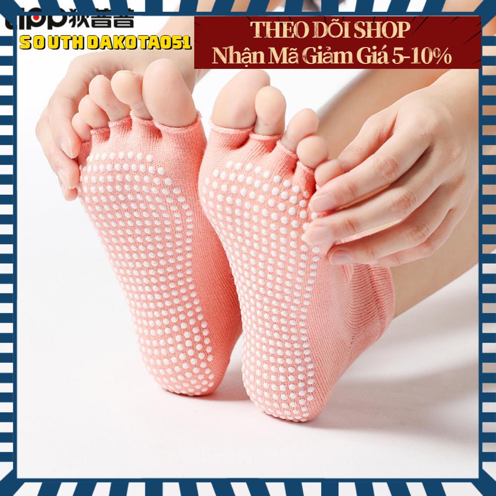 Southdakota051 Vớ Yoga Nửa ngón thoáng khí Hở mu bàn chân Không trơn trượt Mềm mại thân thiện với da Cotton chải kỹ Barre Pilates