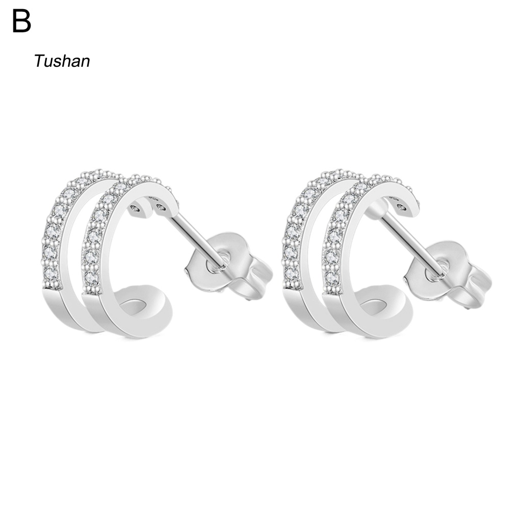 [Ts] Set 2 Khuyên Tai Đính Đá Kèm Khuyên Xỏ Tai Tinh Xảo Dễ Phối Đồ Quyến Rũ Cho Nữ