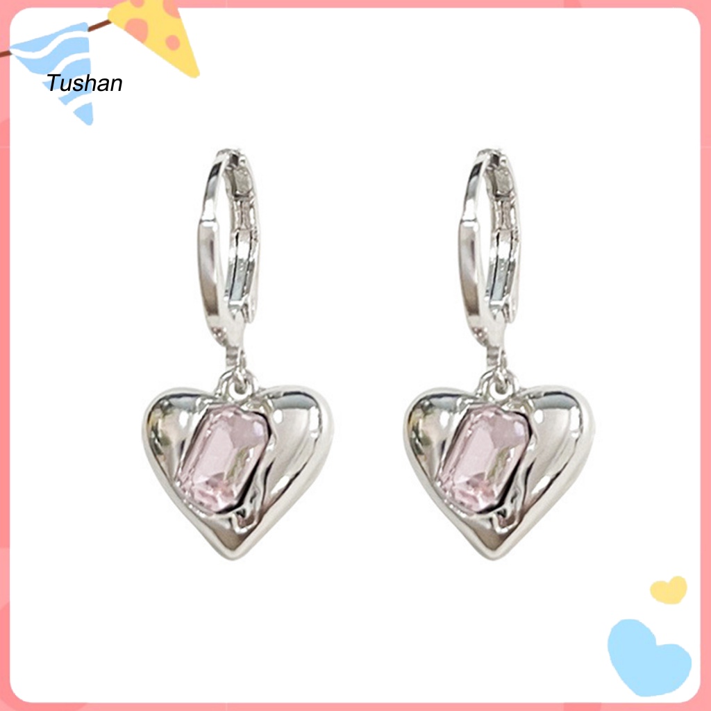 1 Đôi Bông Tai Hình Trái Tim Chống Oxy Hóa Không Phai Màu Thời Trang Cho Nữ