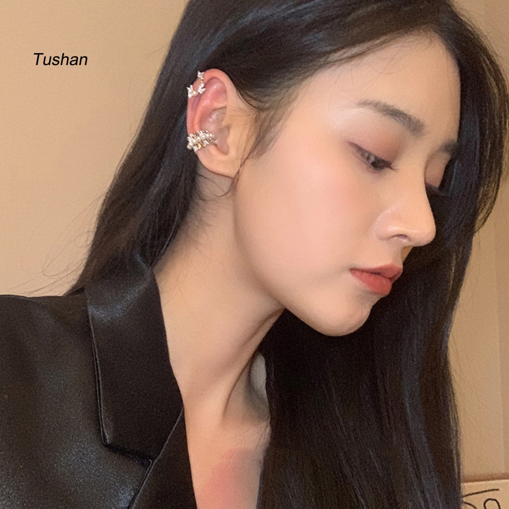 1 Bông Tai Hình Bướm Đính Đá Zircon / Ngọc Trai Giả Thời Trang Dự Tiệc / Đám Cưới