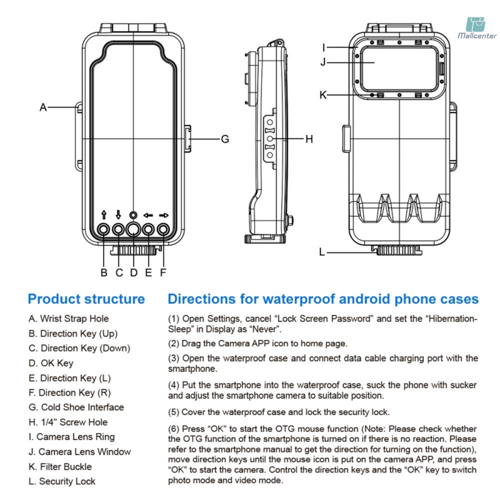 PULUZ 45M/147ft Waterproof Phone Case Diving Case Smartphone Underwater Housing Protective Case with Red Filter Neck Strap Cleaning Cloth Replacement for / Huawei/ Xiaomi and All Android OTG Smartphon