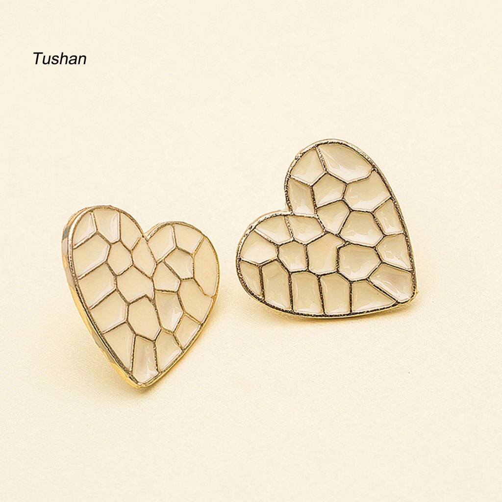1 Đôi Bông Tai Hình Trái Tim Tráng Men Thời Trang Dành Cho Nữ