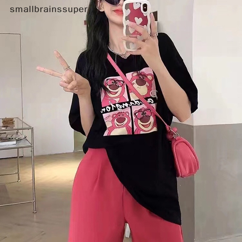 Áo Thun Ngắn Tay Cổ Tròn Dáng Rộng In Hình Gấu Hoạt Hình Giản Dị Dành Cho Nữ