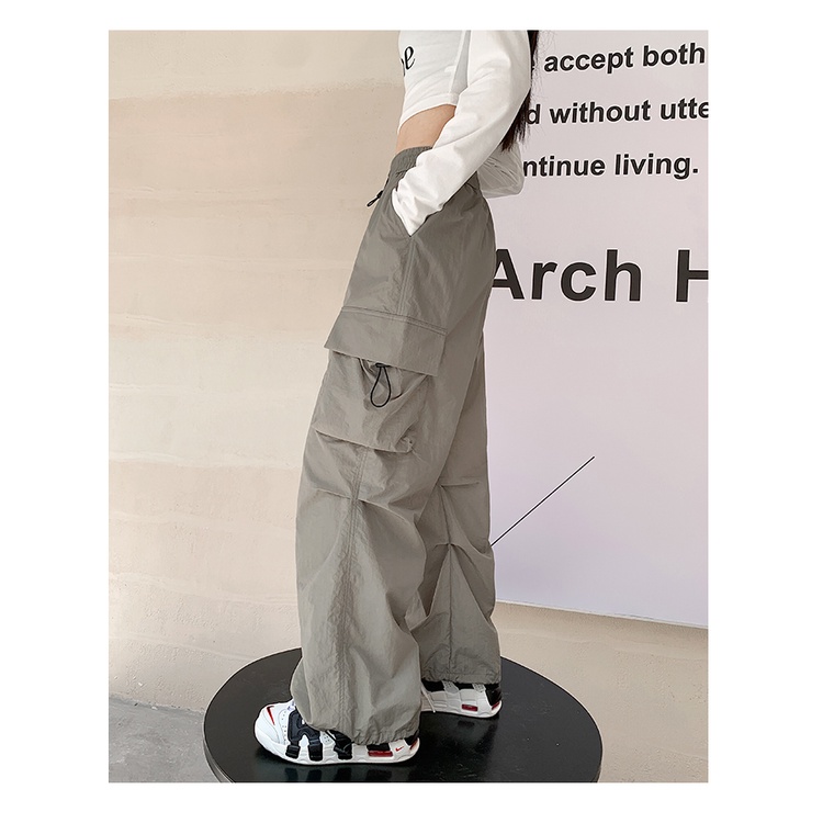 Quần thể thao SUXI ống rộng đơn giản cho nữ