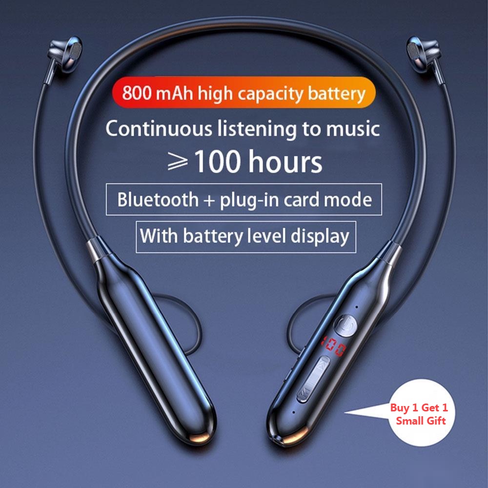 Tai Nghe Bluetooth Không Dây Âm Thanh Nổi 100H Có Màn Hình LED Hỗ Trợ Thẻ TF Và Phụ Kiện