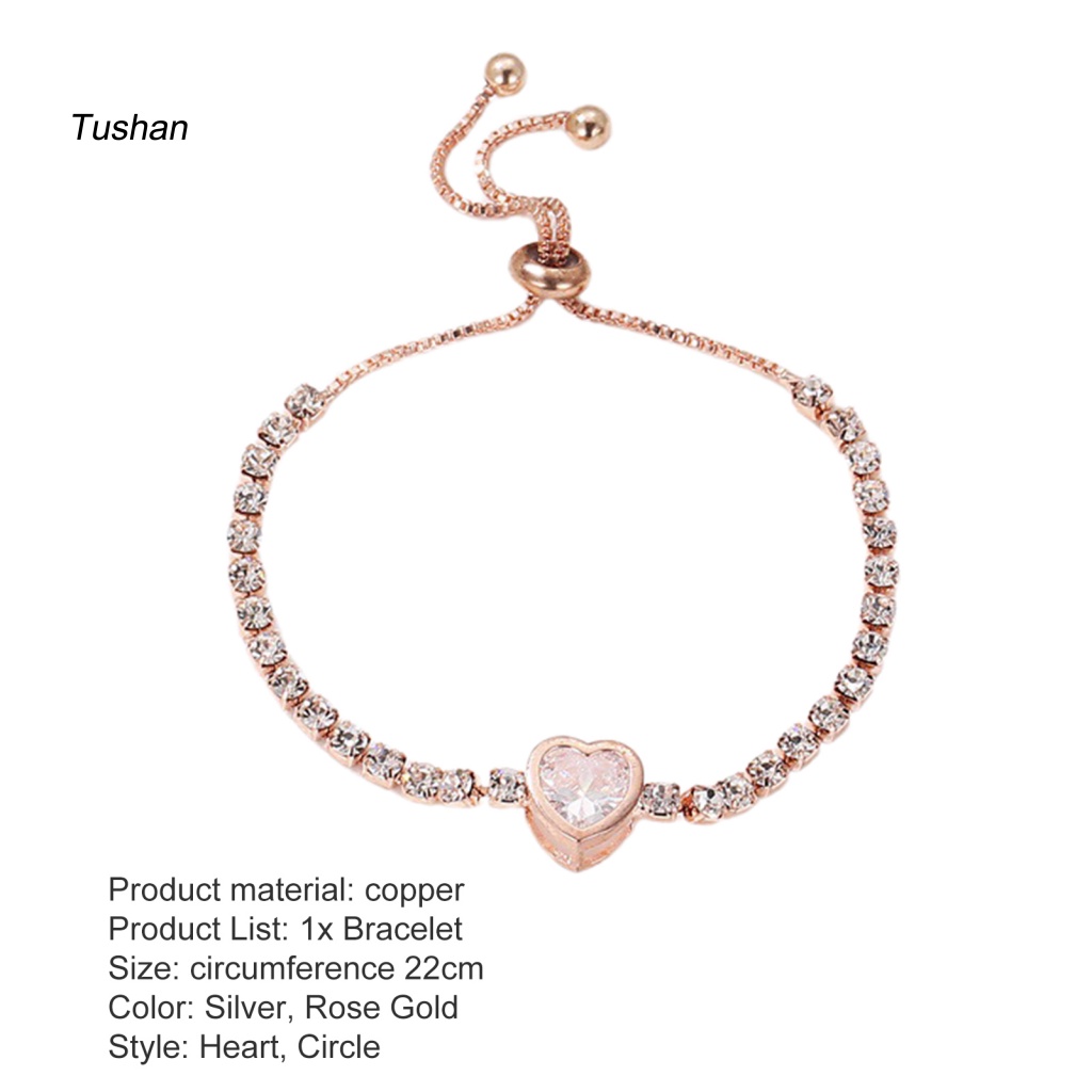 Vòng Tay Đính Đá Zircon Hình Trái Tim Lấp Lánh Phong Cách Hàn Quốc Dành Cho Nữ