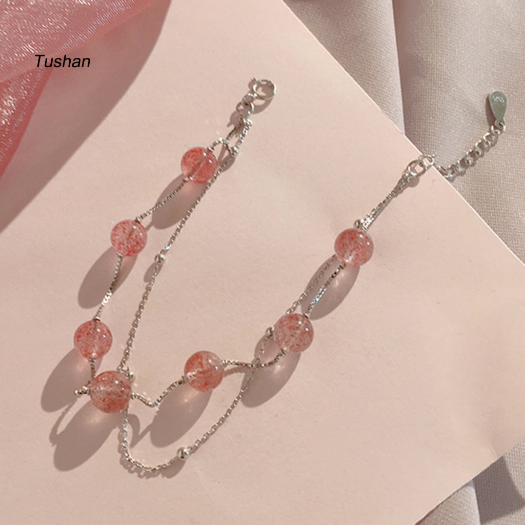 Vòng Tay Dây Xích Nối Dài Hai Lớp Đính Đá Pha Lê Nhân Tạo Có Thể Điều Chỉnh