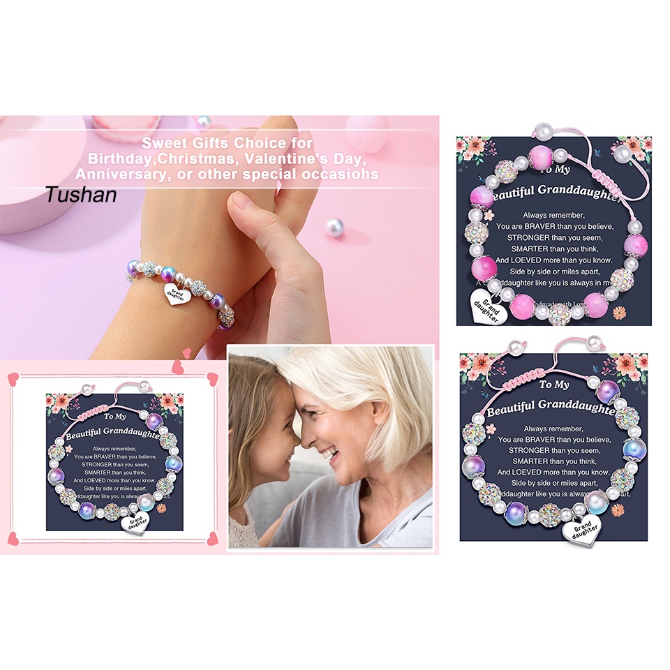 [Ts] Vòng Tay Dây Tua Rua Dài Đính Đá Ngọc Trai Giả Màu Sắc Tương Phản Có Thể Điều Chỉnh Cho Nữ