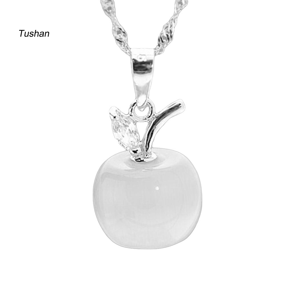 Vòng cổ / Đôi Khuyên Tai Mặt Đá Opal Nhân Tạo Hình Quả Táo Thời Trang