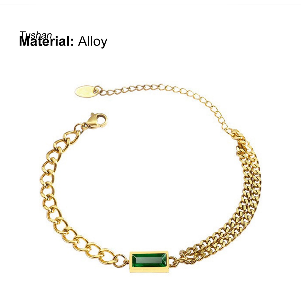 Bộ Trang Sức Vòng cổ / Bông Tai / Vòng Tay Mạ Điện Đính Đá Zircon Hình Vuông Phong Cách Vintage Dành Cho Nữ