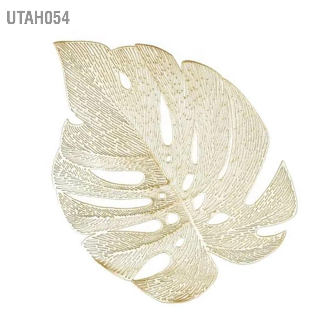 Utah054 6 Cái Cách Nhiệt Placemat Rỗng Ra Mô Phỏng Hình Lá Nhựa PVC Chịu Để Bàn Cho Bếp Vàng
