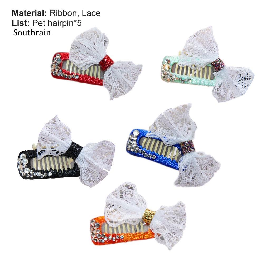 Set 5 Kẹp Lông Thú Cưng Mini Phối Ren Thân Thiện Với Môi Trường